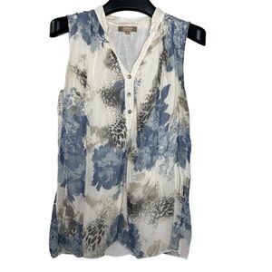 Carla Conti Italy Women’s M Blouse Silk Sleeveless Top tunic Blue Floral Italy‎